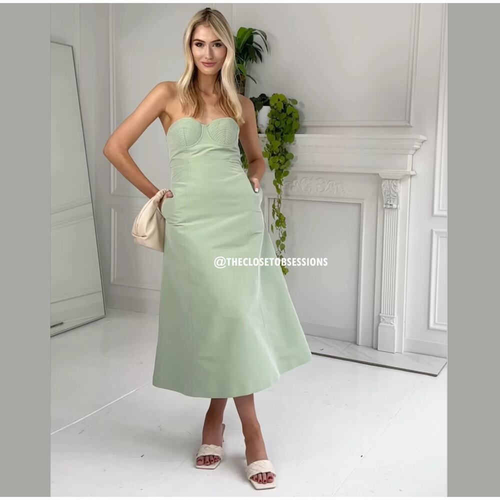 MANGO Corset-Style Strapless Midi Dress 💚✨ NWT - Picture 12 of 16